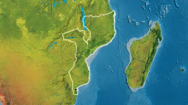 Крупный План Границы Мозамбика Топографической Карте Отличный Момент Светится Вокруг — стоковое фото