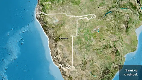 Primo Piano Della Zona Frontiera Della Namibia Una Mappa Satellitare — Foto Stock