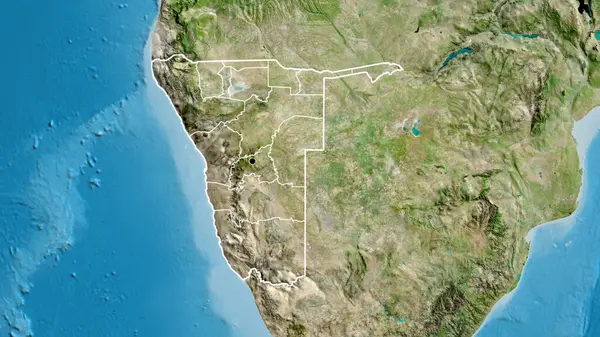 Close Namibia Border Area Its Regional Borders Satellite Map Capital — Stock Photo, Image
