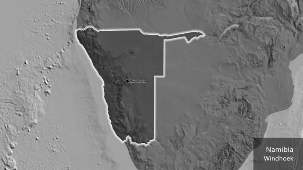 나미비아 지역의 사진은 지도에 오버레이로 조명되고 국가의 형태로 있습니다 나라의 — 스톡 사진