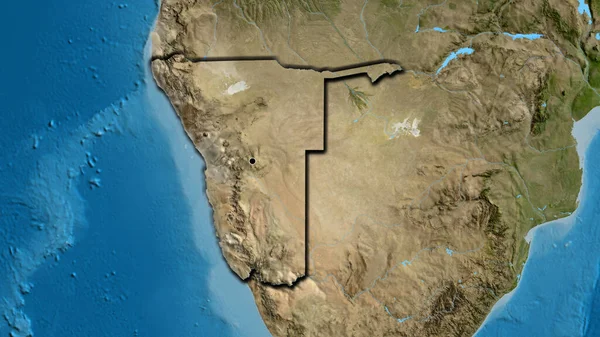 Primer Plano Zona Fronteriza Namibia Mapa Satelital Punto Capital Bordes —  Fotos de Stock