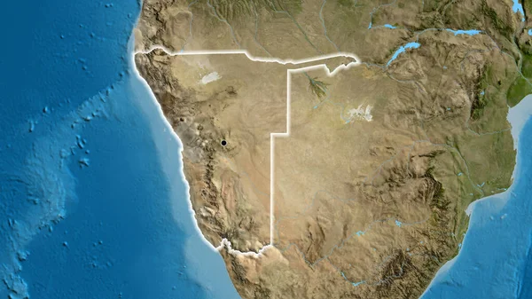 Close Área Fronteira Namíbia Mapa Satélite Ponto Capital Brilho Torno — Fotografia de Stock