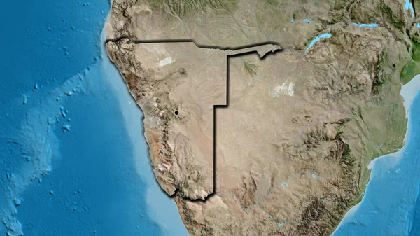 Primer Plano Zona Fronteriza Namibia Mapa Satelital Punto Capital Bordes — Foto de Stock