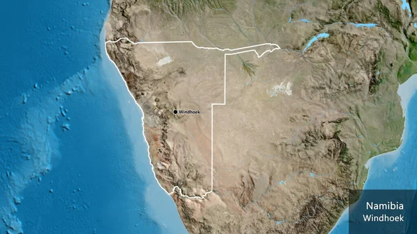 Крупный План Приграничной Зоны Намибии Спутниковой Карте Отличный Момент Очертания — стоковое фото