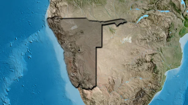 Крупный План Приграничной Зоны Намибии Выделяющийся Тёмным Наложением Спутниковую Карту — стоковое фото