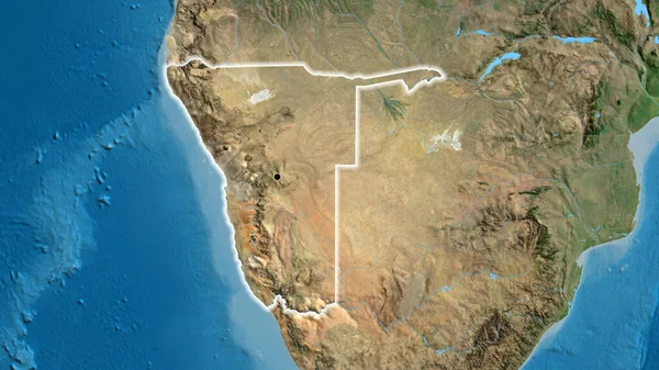 Primer Plano Zona Fronteriza Namibia Mapa Satelital Punto Capital Brillan — Foto de Stock