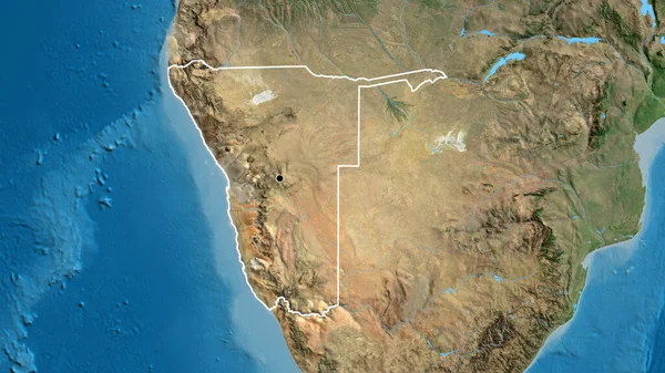 Primer Plano Zona Fronteriza Namibia Mapa Satelital Punto Capital Esquema —  Fotos de Stock