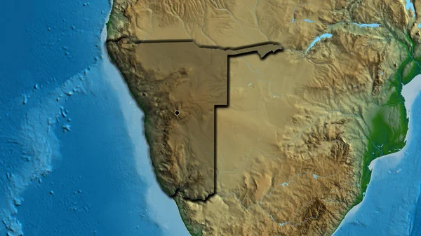 Крупный План Приграничной Зоны Намибии Выделяющийся Тёмным Наложением Физическую Карту — стоковое фото