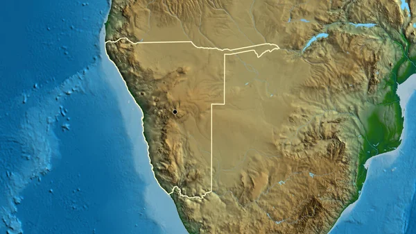 Крупный План Приграничной Зоны Намибии Физической Карте Отличный Момент Очертания — стоковое фото