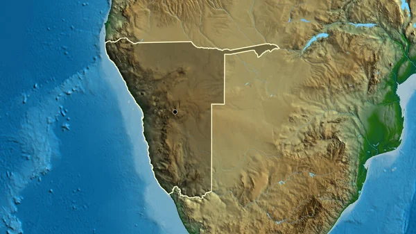 Крупный План Приграничной Зоны Намибии Выделяющийся Тёмным Наложением Физическую Карту — стоковое фото