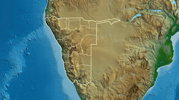Close Namibia Border Area Its Regional Borders Physical Map Capital — Stock Photo, Image
