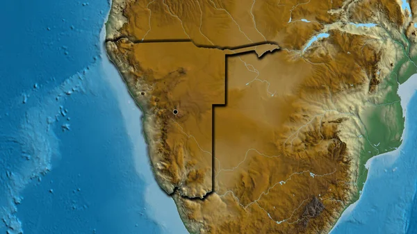 Detailní Záběr Pohraniční Oblasti Namibie Reliéfní Mapě Fakt Zkosené Hrany — Stock fotografie