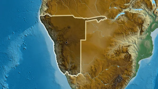 Крупный План Приграничной Зоны Намибии Подчеркнутый Тёмным Наложением Рельефную Карту — стоковое фото