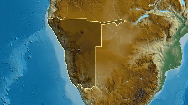 Namibya Sınır Bölgesinin Yakın Çekimleri Bir Yardım Haritasında Koyu Bir — Stok fotoğraf