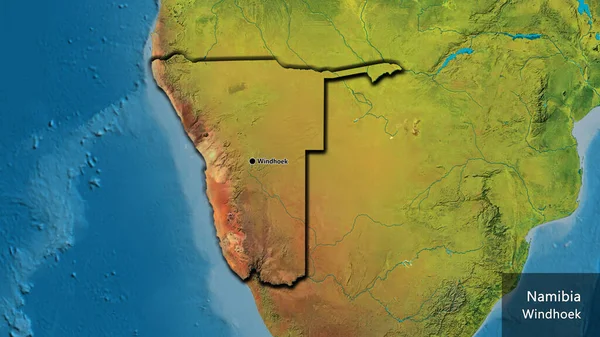 Close Van Het Grensgebied Van Namibië Een Topografische Kaart Hoofdpunt — Stockfoto