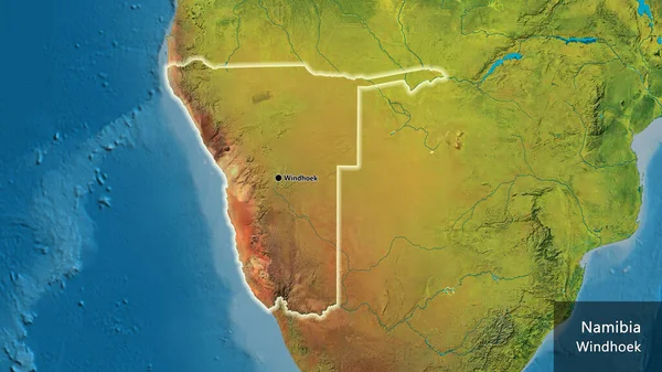 Primo Piano Dell Area Confine Della Namibia Una Mappa Topografica — Foto Stock