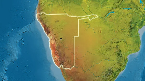 Primer Plano Zona Fronteriza Namibia Mapa Topográfico Punto Capital Brillan —  Fotos de Stock