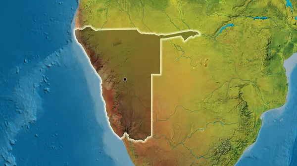 Detailní Záběr Pohraniční Oblasti Namibie Zvýrazňující Tmavou Vrstvu Topografické Mapě — Stock fotografie