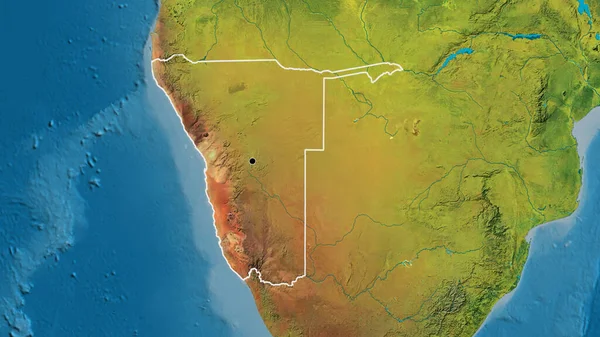 Primer Plano Zona Fronteriza Namibia Mapa Topográfico Punto Capital Esquema —  Fotos de Stock
