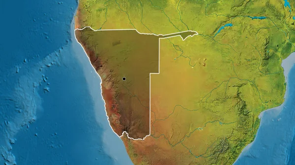 纳米比亚边境地区的特写镜头 用地形图上的黑暗阴影突出显示 资本点 国家形貌概述 — 图库照片