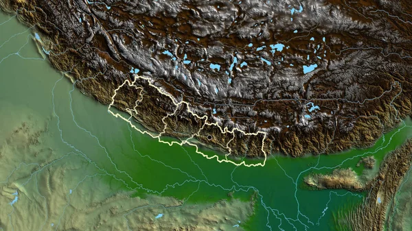 Nahaufnahme Des Nepalesischen Grenzgebiets Und Seiner Regionalen Grenzen Auf Einer — Stockfoto