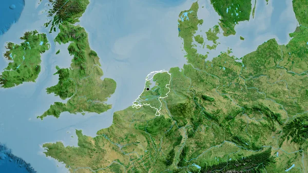 Zbliżenie Strefy Przygranicznej Niderlandów Zdjęciu Satelitarnym Yahoo Główny Punkt Zarys — Zdjęcie stockowe
