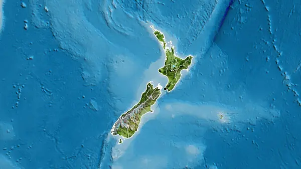 Close New Zealand Border Area Its Regional Borders Satellite Map — Stock Photo, Image
