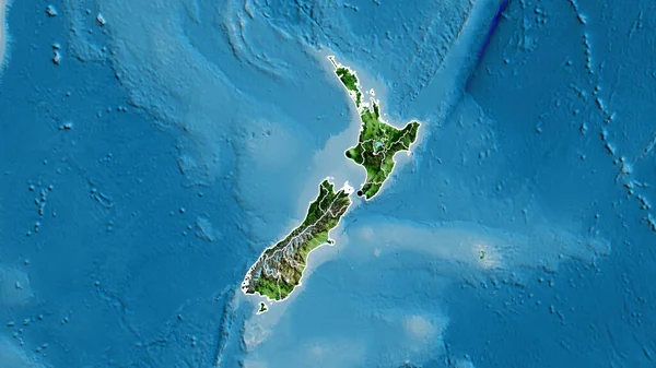 뉴질랜드 지역의 지역의 국경을 지도로 찍었습니다 나라의 모양을 둘러싸고 — 스톡 사진