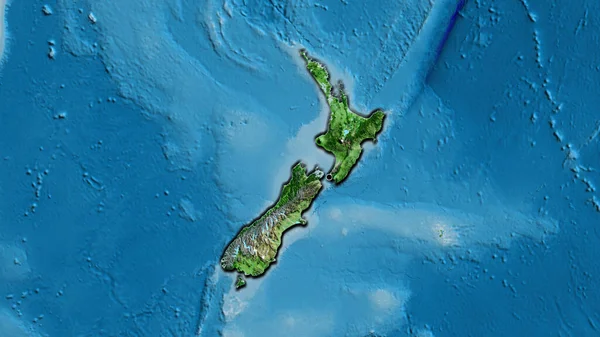 Zbliżenie Strefy Przygranicznej Nowej Zelandii Zdjęciu Satelitarnym Yahoo Główny Punkt — Zdjęcie stockowe