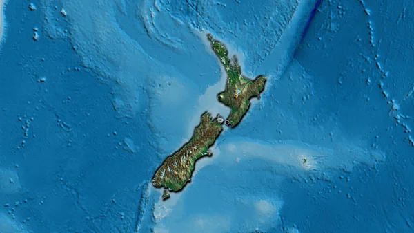 Nahaufnahme Des Neuseeländischen Grenzgebiets Auf Einer Physischen Karte Kapitalpunkt Abgeschrägte — Stockfoto
