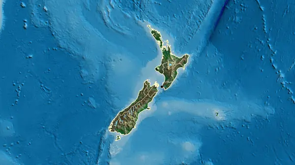 Fiziksel Haritada Yeni Zelanda Sınır Bölgesi Bölgesel Sınırlarına Yakın Çekim — Stok fotoğraf