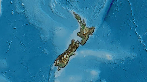 Nahaufnahme Des Neuseeländischen Grenzgebiets Auf Einer Reliefkarte Kapitalpunkt Abgeschrägte Ränder — Stockfoto