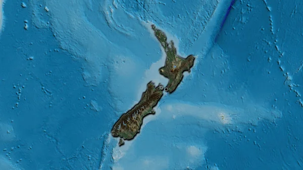 Yeni Zelanda Sınır Bölgesinin Yakın Çekimleri Bir Yardım Haritasında Koyu — Stok fotoğraf