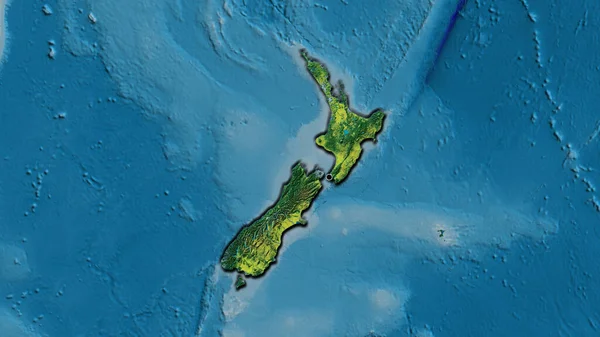 Zbliżenie Strefy Przygranicznej Nowej Zelandii Mapie Topograficznej Główny Punkt Ścinane — Zdjęcie stockowe