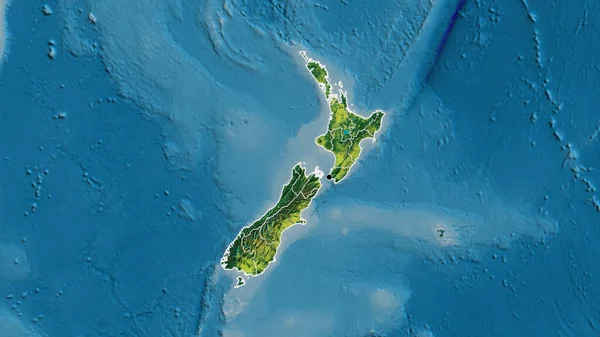 Primer Plano Zona Fronteriza Nueva Zelanda Sus Fronteras Regionales Mapa —  Fotos de Stock