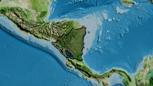 Close Área Fronteira Nicarágua Destacando Com Uma Sobreposição Escura Mapa — Fotografia de Stock