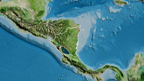 在卫星地图上对尼加拉瓜边境地区进行了近距离调查 资本点 国家形貌概述 — 图库照片