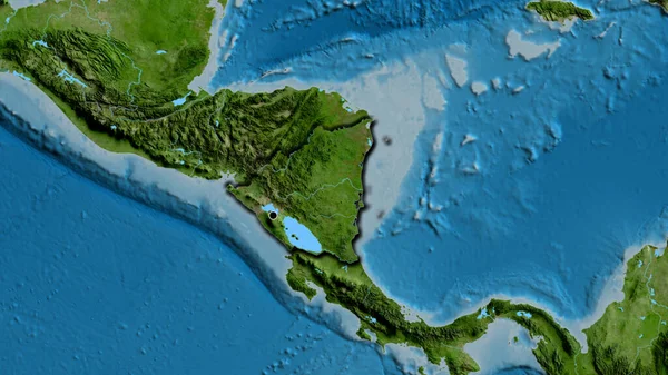 衛星地図上のニカラグア国境地帯の閉鎖 資本ポイント 国の形の縁が隠されている — ストック写真