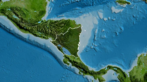 Close Dari Perbatasan Nikaragua Menyoroti Dengan Overlay Gelap Pada Peta — Stok Foto
