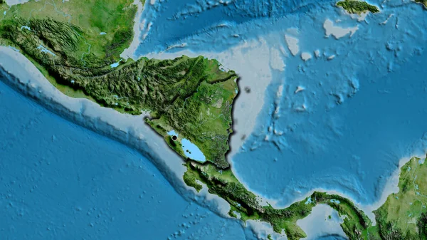Close Van Het Grensgebied Van Nicaragua Een Satellietkaart Hoofdpunt Gevelde — Stockfoto