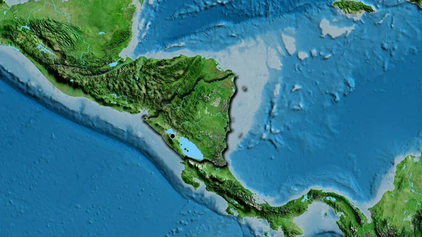 Close Van Het Grensgebied Van Nicaragua Een Satellietkaart Hoofdpunt Gevelde — Stockfoto