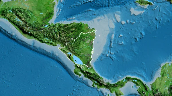 Primer Plano Zona Fronteriza Nicaragua Mapa Satelital Punto Capital Esquema —  Fotos de Stock