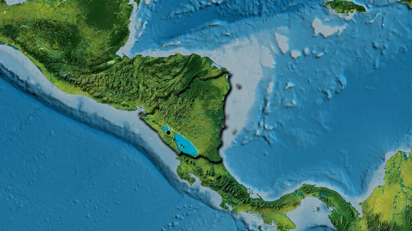 Zbliżenie Strefy Przygranicznej Nikaragui Mapie Topograficznej Główny Punkt Ścinane Krawędzie — Zdjęcie stockowe