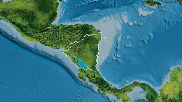 Κοντινό Πλάνο Της Παραμεθόριας Περιοχής Της Νικαράγουας Τοπογραφικό Χάρτη Σημάδι — Φωτογραφία Αρχείου