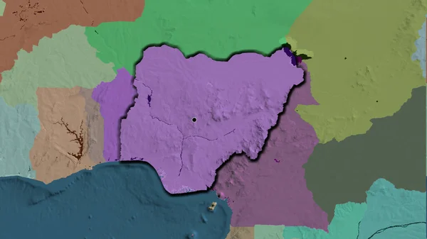 Zbliżenie Strefy Przygranicznej Nigru Mapie Administracyjnej Główny Punkt Ścinane Krawędzie — Zdjęcie stockowe