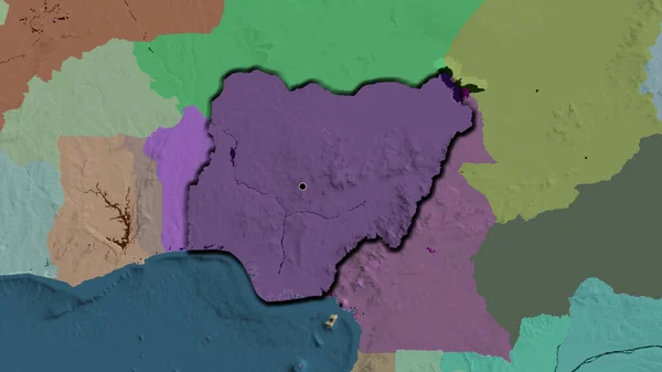 Nijer Sınır Bölgesinin Yakın Çekimleri Idari Haritada Koyu Bir Örtüyle — Stok fotoğraf