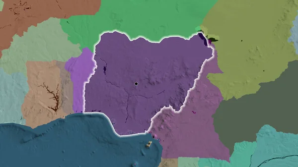 Nijer Sınır Bölgesinin Yakın Çekimleri Idari Haritada Koyu Bir Örtüyle — Stok fotoğraf