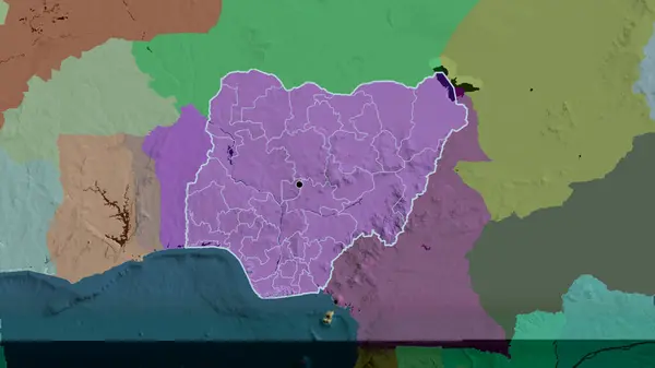 Nahaufnahme Des Nigrischen Grenzgebiets Und Seiner Regionalen Grenzen Auf Einer — Stockfoto