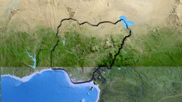 Primer Plano Zona Fronteriza Níger Mapa Satelital Punto Capital Bordes — Foto de Stock
