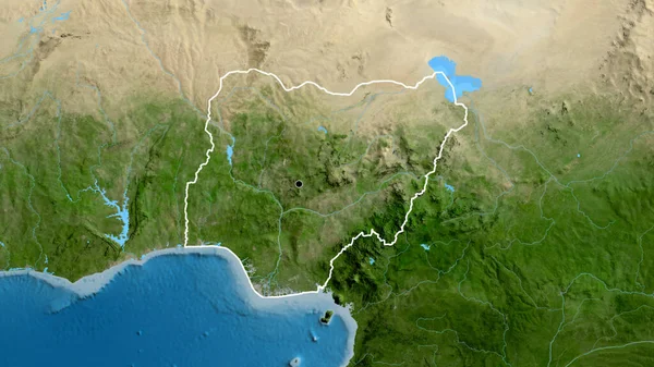 Närbild Nigers Gränsområde Satellitkarta Huvudpunkt Skissera Runt Landet Form — Stockfoto
